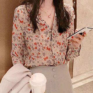 Floral Print Blouse / Wide Leg Pants / Set