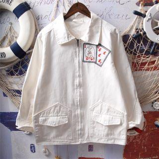 Rabbit Embroidered Zip-up Jacket