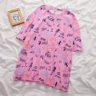 Short-sleeve Bolt Print T-shirt Pink - One Size