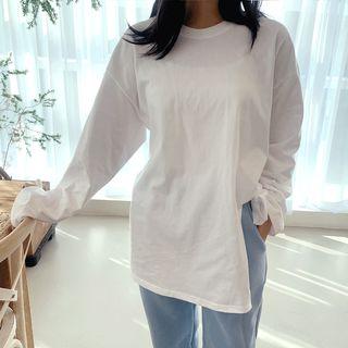 Slit-hem Boxy T-shirt