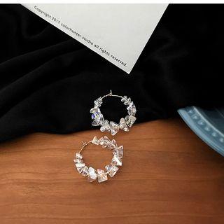 Faux Crystal Hoop Earring 1 Pair - Hoop Earring - One Size