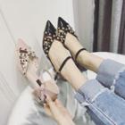 Cutout Studded Pointed Pumps