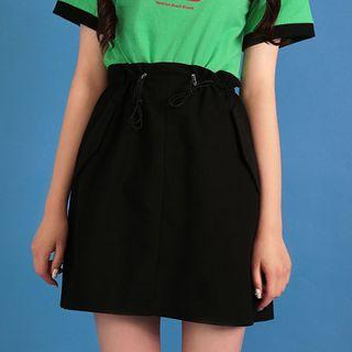 Drawcord A-line Miniskirt