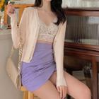 Lace Cropped Camisole Top / Cardigan / Mini Pencil Skirt