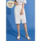 Linen Blend H-line Skirt With Belt