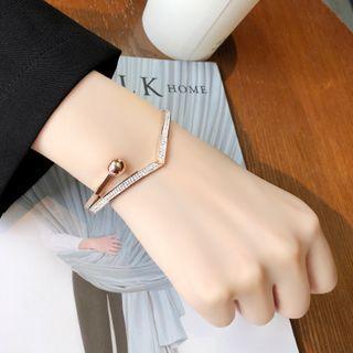 Stainless Steel V Shape Rhinestone Bracelet