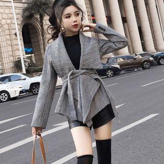 Herringbone Tie-waist Coat