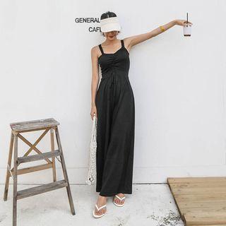 Shirred-detail Wide-leg Jumpsuit