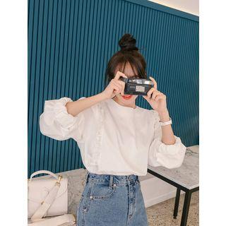 Lace-trim Banded-cuff Blouse