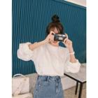 Lace-trim Banded-cuff Blouse