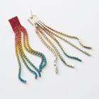 Rainbow Rhinestone Fringed Earring 1 Pair - As Shown In Figure - One Size
