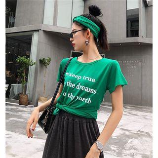 Lettering Short Sleeve T-shirt / Midi Skirt