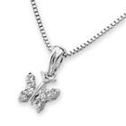 18k White Gold Butterfly Diamond Accent Pendant Necklace (0.11 Cttw) (free 925 Silver Box Chain, 16)