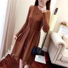 Drawstring Lace Hem Sweater Dress