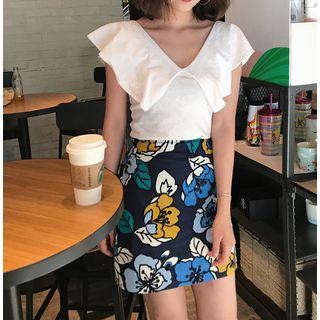 Cap-sleeve Ruffle T-shirt