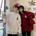 Christmas Embroidered Fleece Sweatshirt With Crossbody Pouch