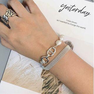 Faux Pearl Panel Bracelet / Beaded Bracelet
