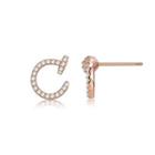 925 Sterling Silver Plated Rose Gold Fashion Letter C Cubic Zircon Stud Earrings Rose Gold - One Size