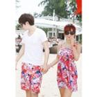 Couple Matching Printed Swim Shorts / Set: Printed Camisole Top + Bikini