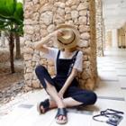 Band-waist Slit-hem Jumper Pants