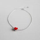 925 Sterling Silver Heart Bracelet Platinum - One Size