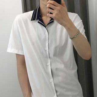 Contrast-collar Short-sleeve Shirt