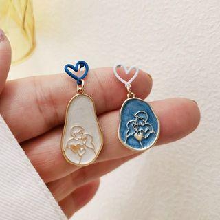 Couple Drop Earring 1 Pair - Stud Earrings - White & Blue & Gold - One Size
