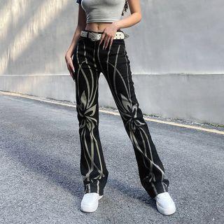 High Waist Graphic Straight Leg Pants