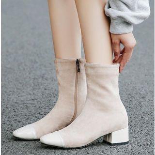 Block Heel Side-zip Fleece-lined Short Boots