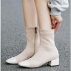 Block Heel Side-zip Fleece-lined Short Boots