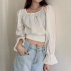 Long-sleeve Crop Top Premium Edition - White - One Size