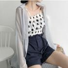 Light Jacket / Spaghetti Strap Dotted Top / Shorts