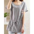 Short-sleeve Drawstring-waist Top