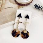Leopard Print Disc Heartbeat Dangle Earring As Shown In Figure - One Size