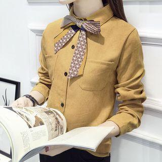 Bow Accent Pocketed Shirt
