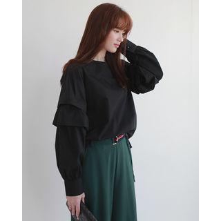 Tiered Bishop-sleeve Cotton Top