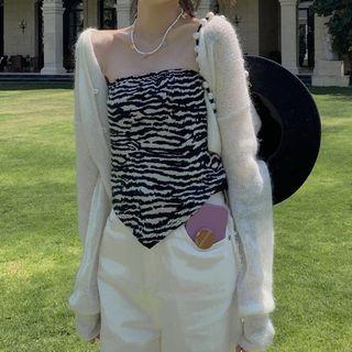 Zebra Print Tube Top / Cardigan