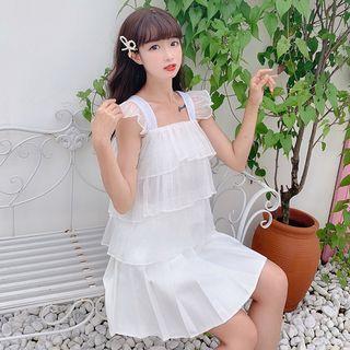 Chiffon Camisole/ Wide Leg Shorts/ Pleated Dress / Set