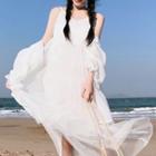 Light Jacket / Set: Mesh Maxi Sundress + Strappy Dress