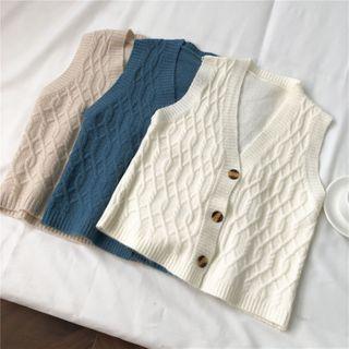 Buttoned Cable Knit Sweater
