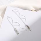 925 Sterling Silver Leaf Drop Threader Earring As Shown In Figure - One Size