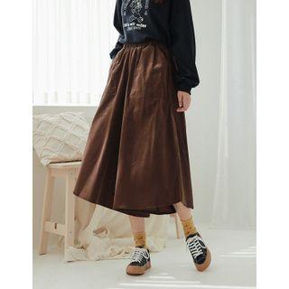 Band-waist Wide-leg Corduroy Skort