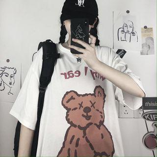 Bear Print Short Sleeve Oversized T-shirt