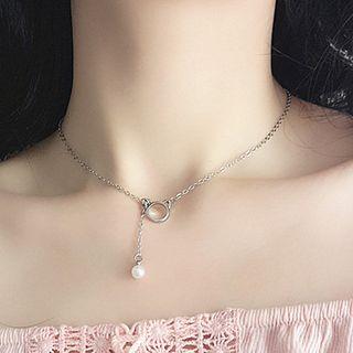 Faux Pearl Cat Pendant Necklace Xl016 - Cat - One Size