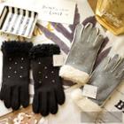 Star Fleece-lined Touchscreen Gloves Stars - Black - One Size
