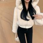 Fluffy Hooded Cropped Jacket