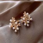 Coral Faux Pearl Rhinestone Alloy Earring