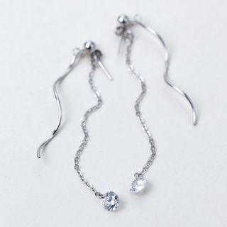 925 Sterling Silver Rhinestone Ear Jacket