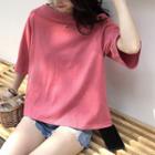 Elbow-sleeve Tie Back T-shirt
