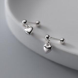 Sterling Silver Heart Drop Earring 1 Pc - S925 Silver - Silver - One Size